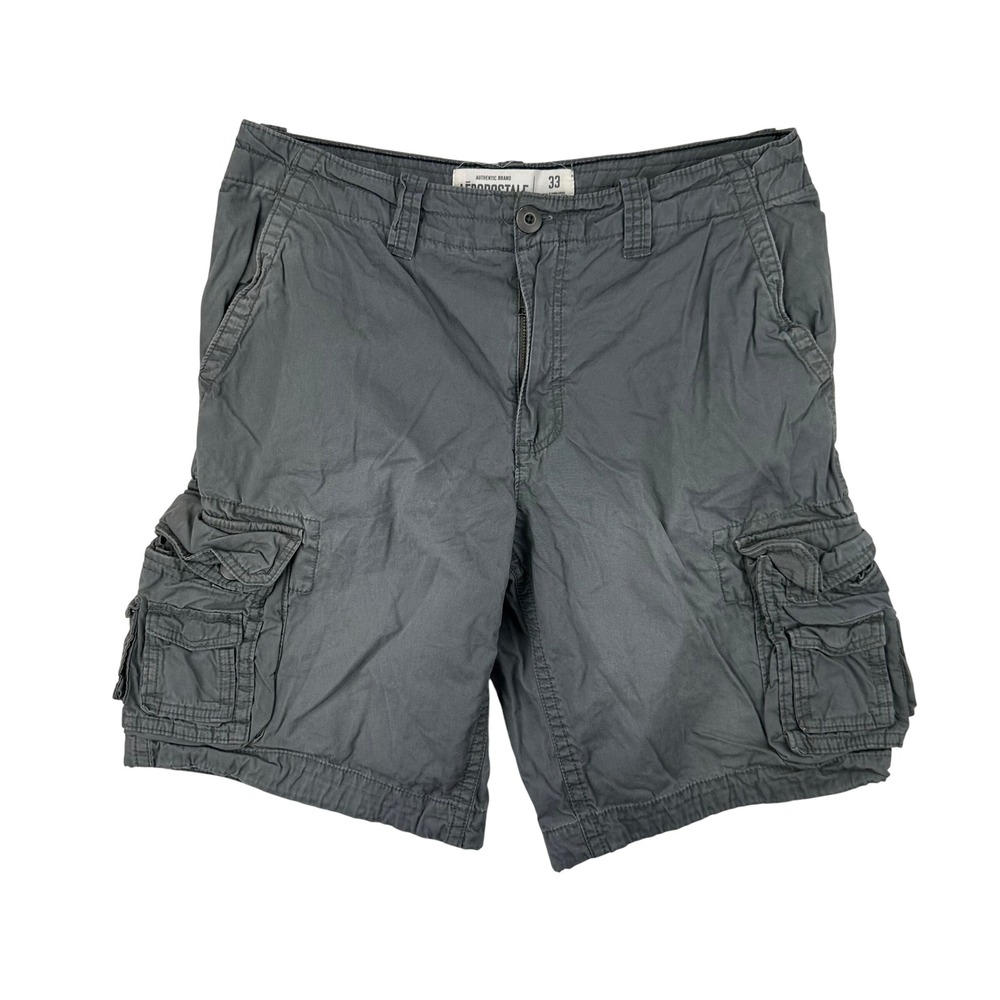 Aeropostale Cargo Shorts Mens 33 Gray‎ Relaxed Fit Utility Cotton Twill Skater